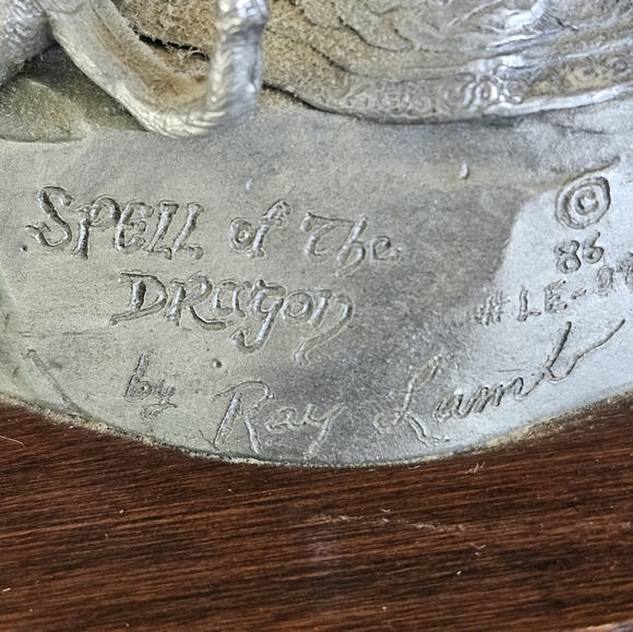 Perth Pewter Spell Of The Dragon By Ray Lamb 1986 LE 09 1509/2500 Wizard Statue - Picture 5 of 11